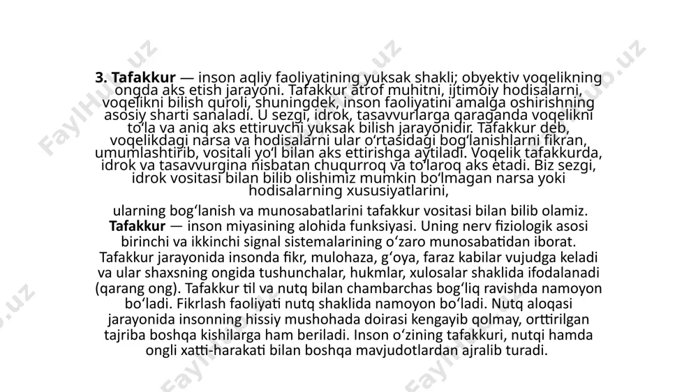 shuningdek, kechirilgan tuyg‘u, fikr va qilingan ish-harakatlarimiz ham esimizda saqlanib qoladi va keyinchalik esimizga tushadi. buni har kim o‘z tajribasidan yaxshi biladi. kundalik tajribamiz shuni ko‘rsatadiki, esda qolgan narsalar har doim ham esimizga tushavermaydi, ularning bir qismi unutiladi. unutish ham xotiraga oid hodisadir. esda qoladigan narsa xotira materialini, esda saqlanib turadigan va esga tushiriladigan narsa esa xotiraning mazmunini tashkil qiladi. xotiraning 3 ta asosiy turini e’tiboringizga havola etamiz. sensorli xotira ma’lumotlarning taassurotlarini eslab qolishga yordam beradi. sensor xotiraning eng keng tarqalgan misollaridan biri bu qorong‘udagi tez harakatlanuvchi chiroqlar: agar siz to‘rtinchi iyul kuni miltillovchi vositani yoqqan bo‘lsangiz yoki kechasi tunda harakatlanishini kuzatgan bo‘lsangiz, yorug‘lik iz qoldiradi. buning sababi "sezgir xotira", vizual xotira omboridir. quyida sensor xotira turlarini keltirib o‘tamiz. vizual sensorli xotira sifatida ham tanilgan "ikonik xotira" juda qisqa tasvirni o‘z ichiga oladi. "exoik xotira", shuningdek, eshitish sezgi xotirasi deb ham nomlanadi. ushbu turdagi sensorli xotira uch-to‘rt sekundgacha davom etishi …