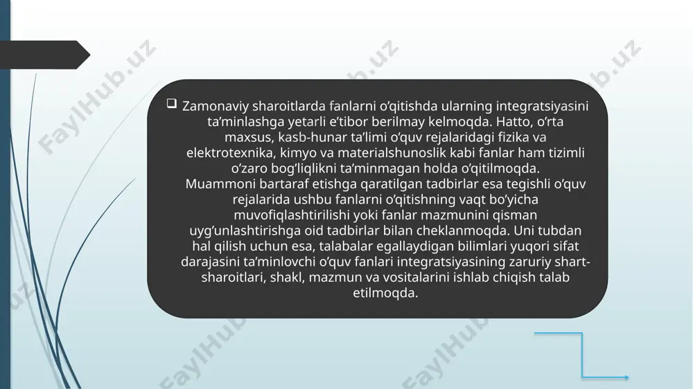linadi:1. odobnoma; 2. musiqa madaniyati; z. tasviriy san’at; 4. mehnat; 5. jismoniy tarbiya. bu fanlar bir-biri bilan o‘zaro bog‘liq va bu fanlarning maqsadi axloqiy, estetik tarbiya berishdir. nutq o‘stirish -harflarii to‘g‘ri talaffuz etish va yozish, so‘zlarni to‘g‘ri o‘qish va yozish; gap ohangiga rioya qilgan holda ravon obrazli o‘qish; gapdagi tinish belgilarini talaffuzda aks etishi va yozilishi; fikr bayon qilish uchun zarur bo‘lgan ayrim grammatik vositalarni o‘z o‘rnida qo‘llay olish, xalq og‘zaki ijodi hamda bolalar adabiyoti namunalaridan olingan parchalarni o‘qib tushuna olish kabi talablarni o‘z ichiga oladi. deyarli har bir darsniig maqsadi nutq o‘stirishga qaratilgandir. asosan ona tili va o‘qish, sinfdan tashqari o‘qish darslarida o‘quvchilar nutq o‘stirish bilim, ko‘nikma va malakalariga ega bo‘lsalar, rus tili, matematika, tabiat, odobnoma, musiqa madaniyati, tasviriy san’at, mehnat, jismoniy tarbiya darslarida uni mustahkamlab, to‘ldirib boradilar. masalan: 4-sinf ona tili darsligini olaylik. unda nutq o‘stirishga oid mashqlar berilgan. 22-mashqni ko‘rib chiqsak. bunda so‘zlarni o‘qing, talaffuzga e’tibor bering …