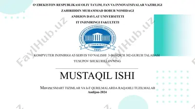 smart tizimlar va iot qurilmalarda raqamli tuzilmalar — PPTX