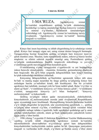 agrokimyoviy xizmat ko‘rsatish — DOCX