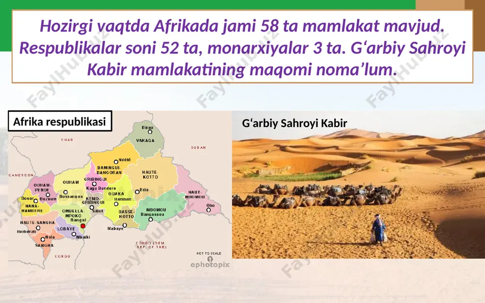 afrika mamlakatlarining umumiy tavsifi va tabiiy demografik salohiyati . 9 - sinf - Page 5