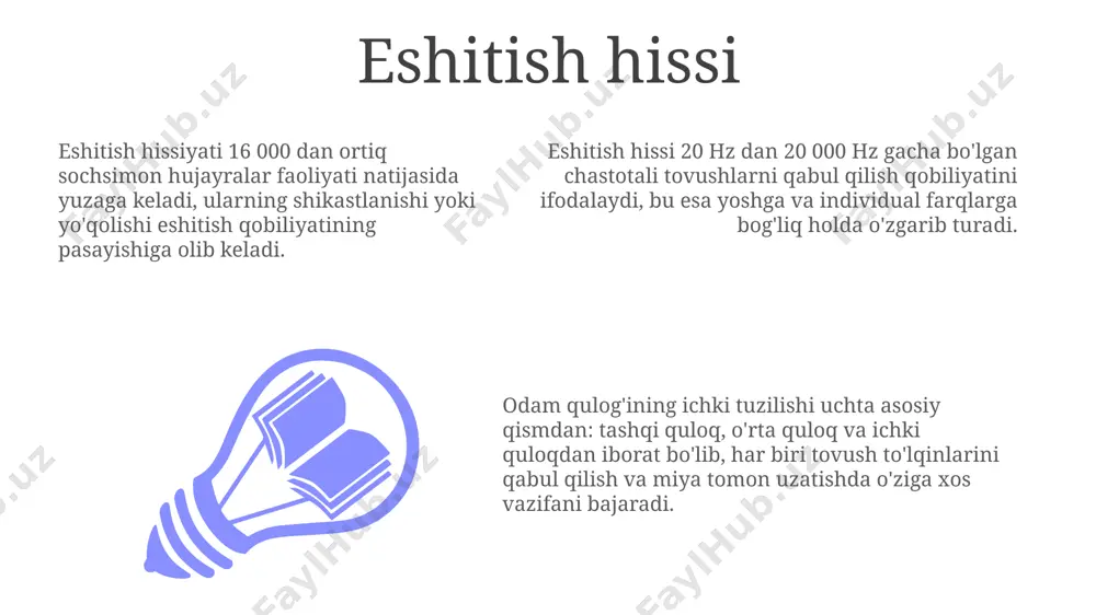 bilish retseptorlarining 5% gacha kamayishiga olib kelishi mumkin. hid bilish hissi, ya'ni hidni sezish qobiliyati, burunda joylashgan taxminan 40 million hid retseptorlari yordamida amalga oshiriladi va bu retseptorlar miyadagi hid markaziga 100 dan ortiq turli xil hid ma'lumotlarini uzatadi. e'tiboringiz uchun rahmat @taqdimot_robot image1.jpeg image2.jpeg image3.jpeg
