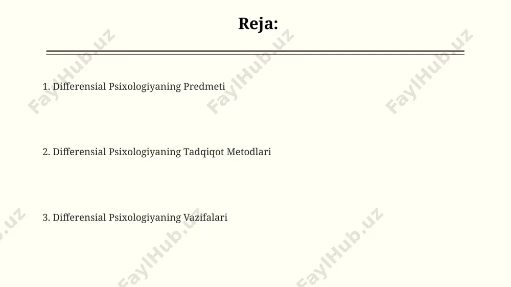 hli natijalarni taqdim etadi. korrelyatsion tadqiqotlar pearson korrelyatsiyasi kabi statistik usullar yordamida 100 dan ortiq ishtirokchilar guruhi bo'yicha o'zgaruvchilar o'rtasidagi bog'liqlikning kuchini va yo'nalishini (musbat yoki manfiy) aniqlash mumkin. korrelyatsion tadqiqotlar sabab-oqibat munosabatlarini aniqlay olmasa-da, ikki yoki undan ortiq o'zgaruvchi o'rtasidagi munosabatlarning mavjudligini va uning kuchini baholaydigan samarali usul hisoblanadi. korrelyatsion tadqiqotlar individual farqlar o'rtasidagi bog'liqlikni aniqlashda, masalan, intellektual qobiliyat va maktabdagi muvaffaqiyat o'rtasidagi korrelyatsiya koeffitsiyenti 0,5 dan yuqori bo'lishi mumkinligini o'rganishda qo'llaniladi. faktor analizi faktor tahlilining turli usullari, masalan, bosh komponentalar tahlili va asosli o'zgaruvchilar tahlili mavjud bo'lib, ular turli maqsadlar va ma'lumotlar to'plamlariga mos keladi, lekin natijalarni talqin qilishda ehtiyotkorlik zarur. faktor tahlili ko'plab o'zgaruvchilarni kamroq sonli, o'zaro bog'liq bo'lmagan latent omillarga kamaytirish uchun ishlatiladi, masalan, 10 ta test natijasini 3 ta umumiy omilga qisqartirish mumkin. psikometrik tadqiqotlarda, ayniqsa intellektni o'rganishda, faktor tahlili spearmanning "g" faktori kabi intellektning umumiy faktorini aniqlash uchun keng qo'llaniladi va 50 dan ortiq …