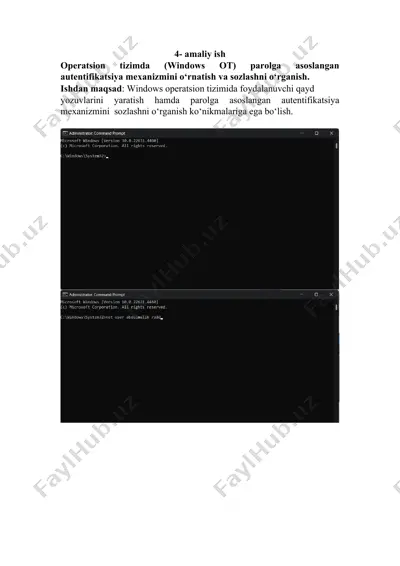 operatsion tizimda parolga asoslangan autentifikatsiya — DOCX