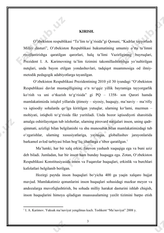 sohada, davlat va jamiyat qurilishi borasida har tomonlama rivojlanish va yuksalish davri bо‘lganligi bugan hech kimga sir emas. о‘zbekistonning mustaqilligi oson va о‘z - о‘zidan qо‘lga kiritilmadi, balki yurtboshimiz rahnamoligidagi halqimizning sobitqadam va sermashaqqat faoliyatining natijasi bо‘ldi. shu ma’noda istiqlol kimningdir in’omi emas, balki kо‘plab kurashlar, muntazam hamda samarali faoliyat asosida qо‘dga kiritilgan qonuniy natija, xalqimizning ulkan yutug‘idir. bugungi kunda xalqaro hamjamiyatning e’tirofiga kо‘ra, prezident islom karimov tomonidan asoslab berilgan jamiyat hayotini tubdan isloh qilish, jahonda moliyaviy – iqtisodiy inqiroz bо‘lib turganiga qaramay, iqtisodiy rivojlanish va ijtimoiy hayotni erkinlashtirish, jamiyatni demokratlashtirish va bosqichma - bosqich modernizatsiyalash modeli amalda о‘zini tо‘la oqlamoqda. mustaqillik – xalqimizning ulkan yutug‘idir. zero, mamlakatimizda millatlararo va dinlararo ziddiyatlarni oldini olish, ichki va tashqi buzg‘unchi kuchlarni bartaraf etish bо‘yicha amalga oshirilgan keskin choralar va ularnig ahamiyati vaqi о‘tibgina yanada qadrli bо‘lmoqda. mustaqillik – demokratik islohotlar kafolati. prezident islom karimov asoslab berganidek, mamlakatni yangilash va modernizatsiyalash tadrijiylik va …