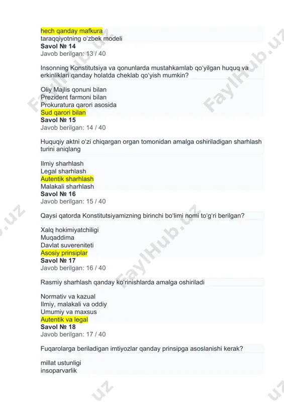 berilgan: 26 / 40 microsoft word dasturida matnni qalin (bold) qilish uchun qanday tugmalar ishlatiladi? ctrl+h ctrl+s ctrl+b ctrl+u savol № 28 javob berilgan: 27 / 40 axborotlarni kompyuterning xotirasiga grafikli axborot sifatida ko‘chiradigan qurilmaning nomini aniqlang. klaviatura monitor plotter skaner savol № 29 javob berilgan: 29 / 40 excel dasturida jadvaldagi barcha kataklarni ajratish uchun qaysi qoshutmadan foydalaniladi? ctrl + shift ctrl + a ctrl + alt ctrl + d savol № 30 javob berilgan: 29 / 40 matnlar taxrirlovchisi kop amalli dasturdan iborat matn muharriri nima? microsoft oce 97 microsoft 79 excel microsoft word 97 iq 3 1 4 2 3,6 1,5 2,6 2,5 1,3 3,5 1 6 2 3 4 5 3 4 2 5 1 5 4 2 1 3 3 4 2 1 29 32 28 33 31 30 4 5 3 1 2 3 5 4 1 2 6 5 2 3 4 1 …
