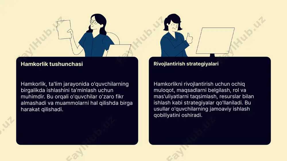 qurlashtiradi, individual yondashuvlarni qo'llash imkonini beradi va natijada o'quvchilarning amaliy ko'nikmalari va yutuqlarini yaxshilaydi. rivojlanish strategiyalari ta'lim sifatini rivojlantirish 4k modeli ta'lim sifatini oshirish uchun muhim strategiyalarni ishlab chiqishda yordam beradi. u o'qituvchilar va talabalarning hamkorligini, innovatsiyalar va muvozanatni ta'minlaydi. 4k modelidan foydalanish 4k modelidan foydalanish uchun kritikal fikrlash, jamoaviy ish va innovatsion metodlarni qo'llash mumkin. bu yondashuvlar ta'lim jarayonini zamonaviy talablar bilan uyg'unlashtiradi. natijalar va misollar natijalar shuni ko'rsatadiki, 4k modeli ta'lim sifatini sezilarli darajada yaxshilaydi. amaliy misollar va statistikalar bu yondashuvning samaradorligini tasdiqlaydi. o'quvchilarning ishtiroki o'quvchilarning ta'lim jarayonidagi ishtiroki muhim omil bo'lib, ularning faol qatnashishi muvofiqlik va motivatsiyani oshiradi. 4k modeli (kritikal fikrlash, hamkorlik, kommunikatsiya, yaratilish) bu jarayonda muhim rol o'ynaydi, chunki har bir komponent o'quvchilarning faol fikrlash, muammo yechish va jamoaviy ishda ishtirokini rivojlantiradi. ishtirokni oshirish uchun interaktiv metodlar, guruh muhokmalari va amaliy mashg'ulotlar qo'llaniladi, bu esa o'quvchilarning faolligini va o'qishga bo'lgan qiziqishini oshiradi. rasm uchun mosvizual …