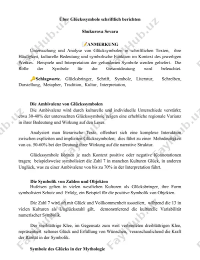 über glückssymbole schriftlich berichten — DOCX
