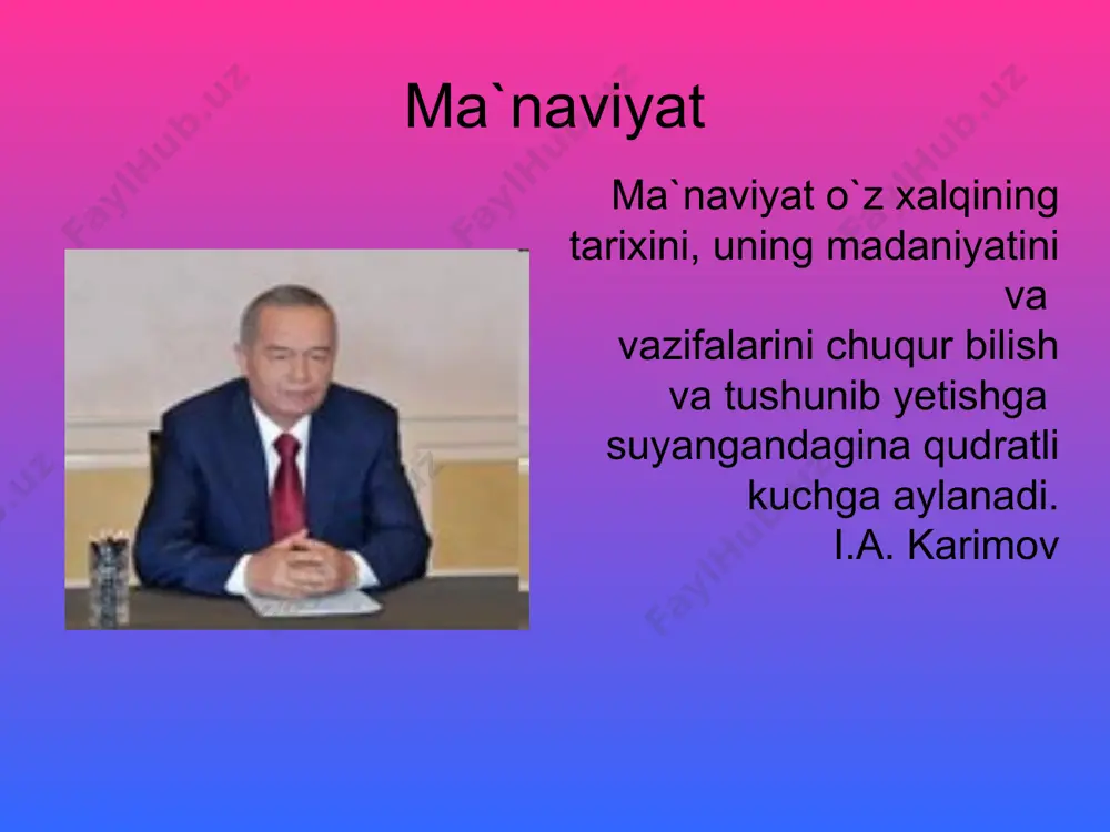 m va dolzarb soha sifatida rivojlantirishga alohida e’tibor berildi. 1992 yil 2 iyulda qabul qilingan o’zbekiston respublikasining “ta’lim to’g`risidagi” qqonuni hamda 1991-1996 yillarda e’lon qilingan 30 dan ziyod prezident farmonlari va vazirlar mahkamasining qarorlari asosida ta’lim sohasida qator o’zgarishlar amalga oshirildi. ta’lim tizimida bir qator chora-tadbirlar amalga oshirilsada, hali bu sohada jiddiy kamchiliklar mavjud edi. xususan, ta’lim tizimi, kadrlar tayyorlash jamiyatda bo’layotgan demokratik o’zgarishlar, bozor islohotlari talablari bilan bog`lanmagan edi. o’quv jarayonining moddiy texnika va axborot bazasi qoniqarsiz ahvolda edi. ta’lim muassasalarida zamonaviy o’quv adabiyotlari va dtdaktik materiallar etishmasdi. yuqori malakali pedagoglar etishmasdi. maktab o’quvchilarida mustaqil fikr shakllantirilmayotgan edi. ta’lim tizimi, fan va ishlab chiqarish o’rtasida hamkorlik, integrastiya o’rnatilmagandi. kadrlar tayyorlashda marketing mavjud emasdi. amaldagi ta’lim tizimi zamonaviy taraqqiy topgan davlatlar darajasidan ancha orqada edi. shu boisdan ta’lim tizimini tubdan isloh qilish masalasi ko’ndalang bo’lib qoldi. ta’lim ravnaqi. o’zbek xalqi me’morchiligi mohiyat e’tibori jihatidan buyuk bunyodkorlik san’atidir. mustaqillik yillarida me’morchilik …