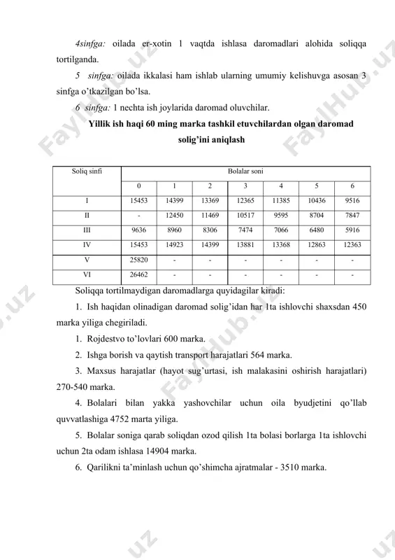on soliq tizimiga nisbatan ancha rivojlangandir va soliq turlari ham o’zbekistondagidan bir muncha ko’p. germaniyada o’zbekistonda bo’lmagan, o’ziga xos hususiyatga ega bo’lgan soliqlar: cherkov solig’i, it solig’i va boshqalar mavjuddir. shu bilan birga o’zbekistonda mavjud mol-mulk solig’i germaniyada yo’q. germaniya soliq tizimi o’zbekiston soliq tizimiga nisbatan ancha murakkab to’zilishga ega. buni er solig’i, jismoniy shaxslar daromadiga soliq misolida ko’rishimiz mumkin. germaniyada korporatsiyalar daromadiga soliq solishda soliqqa tortilmaydigan minimumlar bor. korporatsiyalarni daromadini soliqqa tortishda daromadlar ikkiga bo’linadi; taqsimlanadigan va taqsimlanmaydigan. o’zbekistonda bu soliq yuridik shaxslar daromadiga soliq deb yuritiladi. yuridik shaxslarni faoliyatidan kelib chiqib kichik korxonalar yagona soliq, savdo va umumiy ovqatlanish korxonalari uchun yalpi daromad solig’i va qolgan yuridik shaxslar umumiy tatribda soliq to’laydilar. germaniyada mol-mulk solig’i o’rniga jismoniy shaxslarga meros va sovg’aga soliq joriy qilingan. u qarindoshlik darajasiga qarab 3%dan 70% stavkagacha qo’llaniladi. o’zbekistonda meros va sovg’aga soliq bir martalik yig’im sifatida joriy qilingan. germaniyada er solig’i ulardan foydalanish …