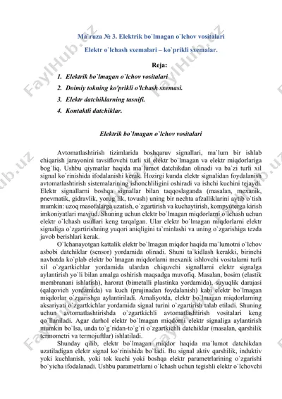 elektrik bo`lmagan o`lchov vositalari — DOCX
