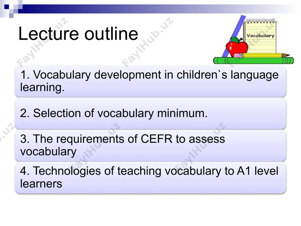 age words will map on to word meanings that are already fully formed in the first language. many of the words, however, may link to first language words and concepts that they are in the process of learning about and have partial meanings for. in addition, the first and foreign language words may not straightforwardly map one on to another, but may have different underlying meanings because of cultural or other differences. what these complications emphasize is that vocabulary development is about learning words, but that learning words is not something that is done and finished with. learning words is a cyclical process of meeting new words and initial learning, followed by meeting those words again and again, each time extending knowledge of what the words mean and how they are used in the foreign language. the main practical aim of teaching vocabulary in primary schools and secondary schools is …
