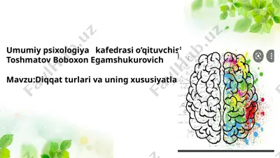 diqqat turlari va uning xususiyatlari — PPTX