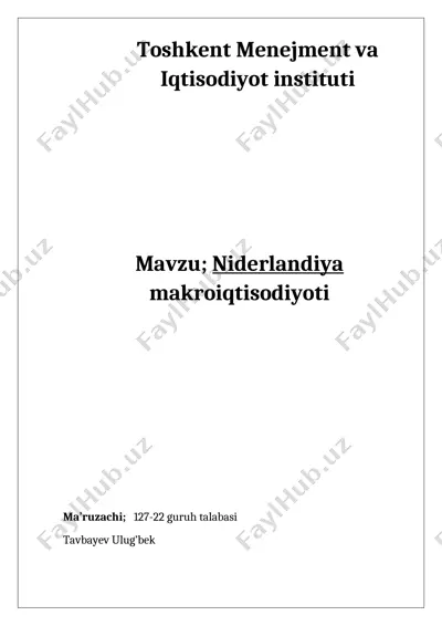 niderlandiya makroiqtisodiyoti — DOCX