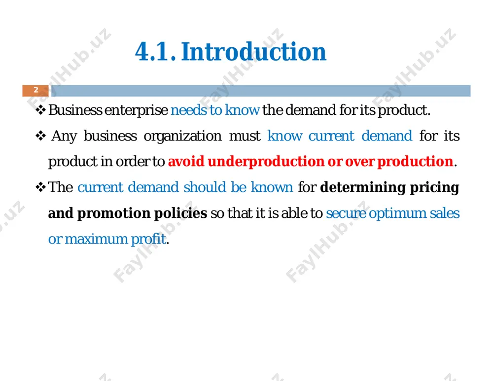 ethods of forecasting 4.4.1. qualitative forecasting 6 qualitative forecasting relies on one or more individuals to generate forecasts without using mathematical models. it is subjective in nature. some of the common qualitative methods of forecasting are: 1) opinion survey method/sales- force –composite method/ collective opinion method.  the company asks its salesmen to submit estimate for future sales in their respective territories.  this method is more useful and appropriate because the salesmen are more knowledgeable about their territory. cont….. 7 2) expert opinion: apart from salesmen and consumers, distributors or outside experts may also be used for forecast. 3) delphi method: a panel is selected to give suggestions to solve the problems in hand.  both internal & external experts can be the members of the panel.  panel members are kept apart from each other and express their views in an anonymous manner. here is an attempt to …