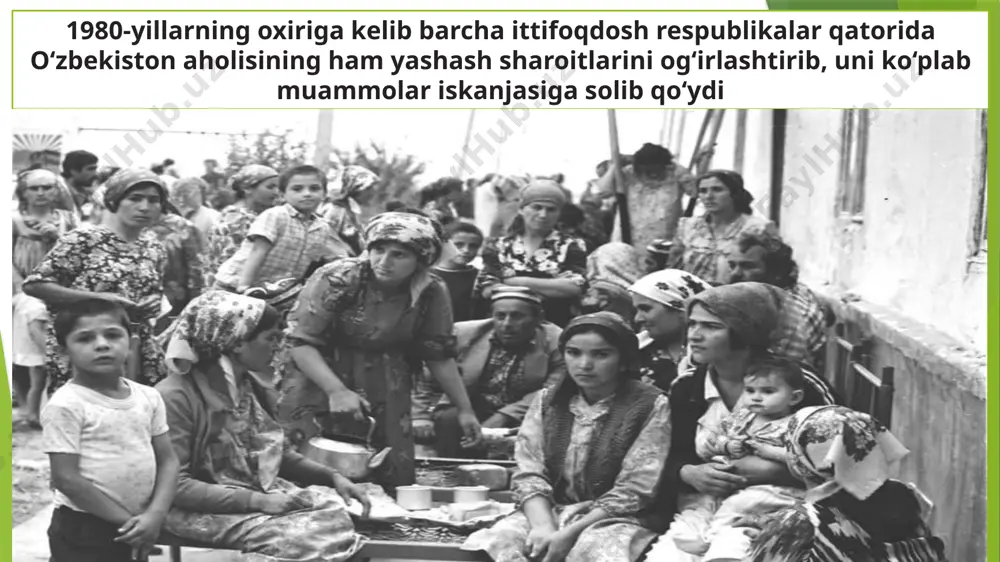 shirish chora-tadbirlari dasturi to‘g‘risida» qarori qabul qilindi 2015-yil «keksalarni e’zozlash yili» deb e’lon qilindi 2016-yil o‘zbekistonda «sog‘lom ona va bola yili» deb e’lon qilindi. bu boradagi umumiy ko‘rsatkich 1990-yilda 67 yoshni tashkil etgan bo‘lsa, 2015-yilda 74 yoshni tashkil etdi. bolalarni yuqumli kasalliklarga qarshi emlash darajasi qariyb 100 foizni tashkil etdi 1989–1990-yillarda bir yarim milliondan ko‘proq oilaga qo‘shimcha yer ajratildi, 700 ming oilaga tomorqa yerlari berildi o‘zbekiston respublikasi prezidentining 2009-yil 3-avgustdagi «qishloq joylarda uy-joy qurilishi ko‘lamini kengaytirishga oid qo‘shimcha chora-tadbirlar to‘g‘risida»gi qarori 2009–2016- yillarda qishloq joylarda 69.557 ta shinam namunaviy uy-joy bunyod etildi. pirovardida 83,5 mingdan ortiq oilaning yashash sharoiti yaxshilandi o‘zbekiston respublikasi prezidenti shavkat mirziyoyevning 2016-yil namunaviy loyihalar bo‘yicha arzon uy-joylar qurish dasturi to‘g‘risidagi qarori mazkur yo‘nalishdagi keng ko‘lamli islohotlarning mantiqiy davomi bo‘lib, qishloq qurilishida yangi bosqichni boshlab berdi bundan tashqari, 2017-yildan boshlab mamlakat poytaxti va viloyatlarda uy-joyga ega bo‘lmaganlar, harbiy xizmatchilar, yosh olimlar va ichki ishlar xodimlari uchun arzon …