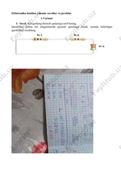elektronika fanidan yakuniy savollar va javoblar — DOCX