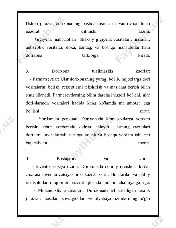dspharmacy 1500 ga yaqin dorixonaga ega bo'lib, ular germaniyaning celesio kompaniyasiga tegishli. lloydspharmacy mijozlarga keng ko'lamli farmatsevtika xizmatlari ko'rsatadi. 7. apotek hjrtat: shvetsiyaning yetakchi dorixona tarmoqlaridan biri bo'lgan apotek hjrtat qariyb 390 dorixonaga ega. bu tarmoq sog'liqni saqlash va dorilar bilan bog'liq mahsulotlar bozorida yetakchi o'rinni egallaydi. ushbu dorixona tarmoqlari odamlarning kundalik ehtiyojlarini qondirishda va sog'liqni saqlash tizimining bir qismi sifatida muhim rol o'ynaydi. har bir tarmoq geografik qamrovi, sotuvlar hajmi va xizmatlarning kengligi bilan ajralib turadi, bu esa ularga global miqyosda raqobatlashishga imkon beradi. 3. an'anaviy dorixona turlari an'anaviy dorixonalar dori-darmonlar va tibbiy mahsulotlarni sotish bilan shug'ullanuvchi tijorat korxonalari bo'lib, ular ma'lum bir tizim va mezonlarga ko'ra tashkil etiladi. quyida an'anaviy dorixonalar haqida ma'lumotlar taqdim etiladi, ular qaysi turlarga ajratilishi va ularning xususiyatlarini tavsiflaydi. 1. shahar dorixonasi shahar dorixonalari katta shaharlarda va shahar tumanlarida joylashgan bo'ladi. ularda keng assortimentdagi dori-darmonlar taklif etiladi. ana shunday dorixonalar ko'pincha 24 soat davomida …