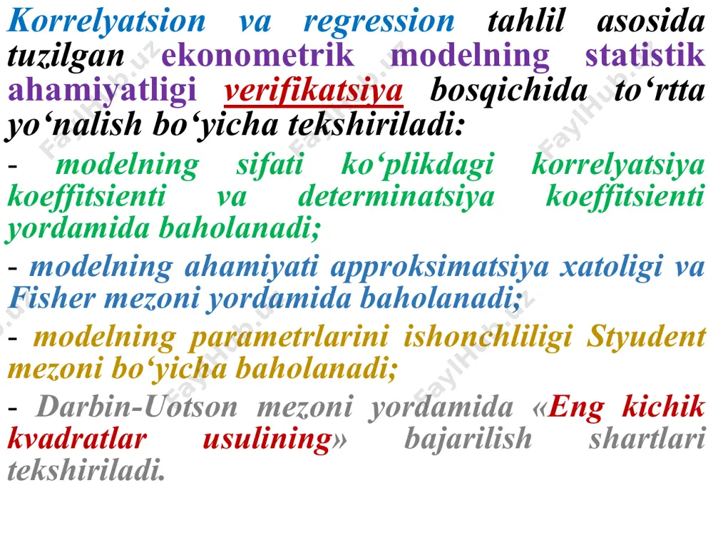 antalar va ularga mos chastotalar yoki nisbiy chastotalar ro‘yxatiga aytiladi. variatsiya chegarasi (r) - variatsion qatorning ekstremal qiymatlari farqiga aytiladi. (torttirilmagan), (torttirilgan) o‘rtacha chiziqli farq : dispersiya - variantlarning arifmetik o‘rtachadan farqlarining o‘rtacha kvadrati. - (torttirilmagan) - (torttirilgan) o‘rtacha kvadratik farq - belgining o‘zgarishini ifodalaydi va quyidagicha hisoblanadi: - (torttirilmagan) - ( torttirilgan) variatsiya koeffitsienti (v) - nisbiy ko‘rsatkich bo‘lib, belgining o‘zgarishini ifodalaydi va protsentlarda ifodalanadi. - variatsiya chegarasi bo‘yicha variatsiya koeffitsienti, ossillyatsiya koeffitsienti. - o‘rtacha chiziq farq bo‘yicha variatsiya koeffitsienti. -kvadrat farq bo‘yicha variatsiya koeffitsienti. moda - deb eng katta chastotaga ega bo‘lgan variantaga aytiladi. mediana - deb variatsion qatorni variantalar soni teng bo‘lgan ikki qismga ajratadigan variantaga aytiladi. agar variantalar soni toq, ya’ni bo‘lsa, u holda n juft, ya’ni da mediana: image1.wmf image5.wmf image6.wmf image7.wmf image8.wmf image2.wmf image3.wmf image4.wmf image9.wmf image10.wmf image11.wmf image15.wmf image16.wmf image12.wmf image13.wmf image14.wmf image20.wmf image17.wmf image18.wmf image19.wmf image21.wmf image22.wmf image23.wmf image24.wmf image25.wmf image26.wmf image27.wmf …