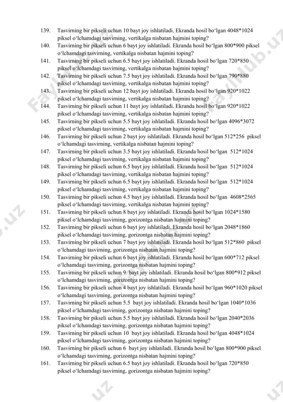 turlari? 103. vektorli va rastrli grafikalarning xususiyatlari? 104. grafik fayllarni yaratish usullari va ularning formatlari? 105. kompyuter grafikasining informatsion jamiyatdagi ahamiyati, roli va o 'rni? 106. kompyuter grafikasining informatika sohasidagi boshqa fanlar bilan o 'zaro aloqasi. 107. kompyuter grafikasining turlari, lining turkumlari va har xil ko'rinishlari. 108. kompyuter grafikasidan foydalanishning asosiy qoidalari? 109. kompyuter grafikasidan foydalanishning qo‘llanish sohalari? 110. adobe photoshop dasturini ishga tushirish yo’llari 111. adobe photoshop dasturida asboblar paneli bilan ishlash 112. adobe photoshop dasturini menyular satri 113. adobe photoshop dasturida qatlamlar bilan ishlash 114. adobe photoshop dasturida tezkor tugmalar va ularning vazifalari 115. adobe photoshop dasturida matnlar bilan ishlash 116. adobe photoshop dasturida ranglar palitrasi bilan ishlash 117. adobe photoshop dasturida tasvir formatlari 118. adobe photoshop dasturida yangi tasvirning dublikatini ochish? 119. adobe photoshop dasturida yangi tasvirni doimiy xotiraga joylashtirish? 120. adobe photoshop dasturida ish oynasini sozlash? 121. adobe photoshop dasturining afzalligi va kamchiliklari? 122. corel draw …