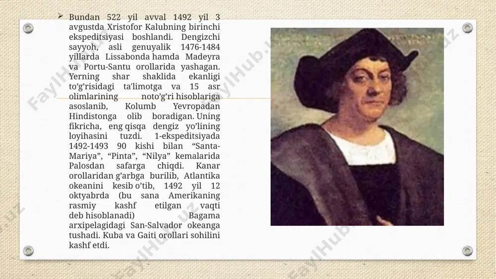 3 m dir. turistlar haykalning ichidan mashʼalgacha 168 zinapoyadan iborat boʻlgan zinadan chiqishlari mumkin. haykalning mashʼal ushlab turgan oʻng qoʻlining uzunligi 23 metrdir. mashʼalning atrofidagi boʻshliqda tahminan 15 kishi bemalol yon-mayon yursa boʻladi. haykalning boshining kengligi 2 metr, boshidagi tojining uzunligi esa 5 metrdan iborat. amerikaning birinchi prizidenti george washington (talaffuzi: jorj vashington; 22-fevral, 1732[1] - 14-dekabr, 1799) amerika qoʻshma shtatlarining birinchi prezidenti, amerika mustaqilligi urushida qitʼa armiyasi bosh qoʻmondoni boʻlgan. amerikadagi mustaqillik uchun urush paytida (1775-83) kolonistlar armiyasining bosh qoʻmondoni (bu armiya ingliz mustamlakachiligiga barham berib, uning jangovar harakatlari ak.iii mustaqilligining eʼlon kilinishiga olib keldi). aqsh konstitutsiyasini ishlab chiqish boʻyicha konvent raisi (1787). v. yevropa davlatlari oʻrtasidagi raqobatchilik munosabatlarida aqshning betarafligini saqlashga harakat qilgan. nomzodini 3-marta prezidentlikka qoʻyishdan bosh tortgan. aqshda fuqarolar urushi aqshda fuqarolar urushi (1861-1865), xix asr oʻrtalarida burjuaziya hukmron boʻlgan amerikaning shimolidagi shtatlar bilan quldorlik hukmron boʻlgan janubdagi shtatlar oʻrtasidagi kurash. janubiy shtatlardagi quldorlik aqshda sanoatning …