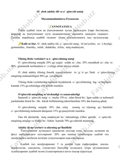 oʻzbek adabiy tili va oʻqituvchi nutqi — DOCX