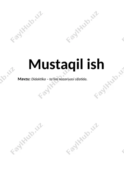 didaktika – ta'lim nazariyasi sifatida — DOCX