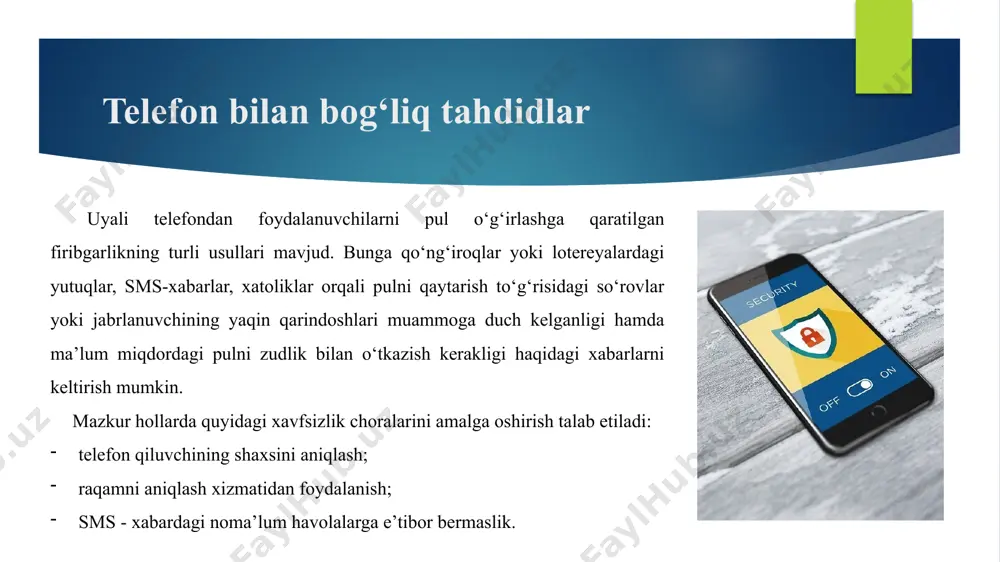 adigan qat’iy prinsiplarni belgilash, foydalanuvchilar kompyuterlariga to‘g‘ridan-to‘g‘ri hujumlardan himoya qilish. sotsial injineriya hujumlarini oldini olishda ko‘p darajali xavfsizlik tizimlari ichki tarmoq korxona tizimlariga ta’sir qiladigan tarmoq, u mahalliy, global yoki simsiz bo‘lishi mumkin. so‘nggi yillarda masofadan ishlaydigan usullarning ommaviylashi sababli, ichki tarmoqlarning chegaralari sezilarli darajada kengaytirildi. kompaniya xodimlari har qanday tarmoq muhitida xavfsiz ishlarni tashkil qilishda nima qilish kerakligini tushunishlari lozim. sotsial injineriyaga tegishli hujumlar fishing. fishing (ing. phishing - baliq ovlash) internetdagi firibgarlikning bir turi bo‘lib, uning maqsadi foydalanuvchining maxfiy ma’lumotlaridan (login/parol) foydalanish imkoniyatiga ega bo‘lish. bu hozirda keng tarqalgan sotsial injineriya sxemalaridan biri hisoblanadi. fishingning eng keng tarqalgan namunasi sifatida jabrlanuvchining elektron pochtasiga yuborilgan rasmiy ma’lumot ko‘rinishidagi bank yoki to‘lov tizimining soxta xabarini ko‘rsatish mumkin. bunday elektron pochta xabarlari odatda rasmiy websaytga o‘xshash va shaxsiy ma’lumotlarni talab qiladigan shakldagi qalbaki web sahifaga havolani o‘z ichiga oladi. mavjud bo ‘lmagan havola. fishing hujumining mazkur turida biror web saytga o‘xshash …