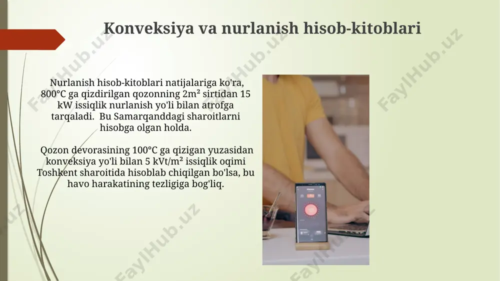 ar xil parametr, jumladan, gaz temperaturasi, suv bosimi va energiya isteʼmoli toshkentdagi o'lchov asboblari yordamida aniq o'lchanadi va tahlil qilinadi. e'tiboringiz uchun rahmat @taqdimot_robot image1.jpg image2.jpg image3.jpg image4.jpg image5.jpg image6.jpg image7.jpg image8.jpg image9.jpg