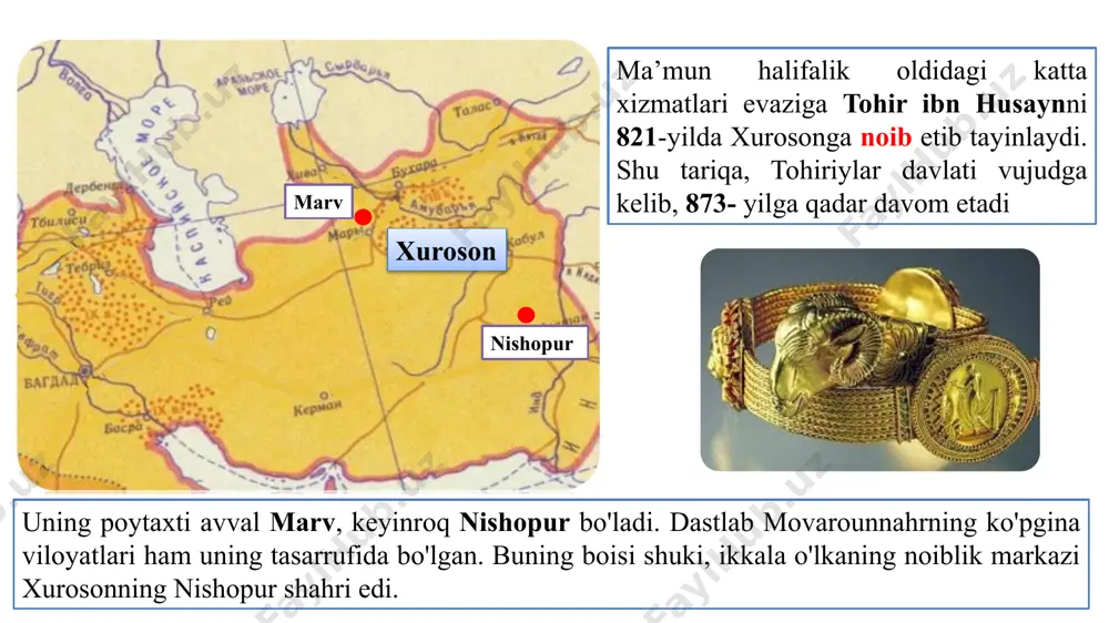 inchiliksiz yengib, (992-996 va 999-yillarda) buxoroni egallaydi. somoniylar sulolasining so'nggi vakili ismoil al-muntasir (1000-1005) hukmronligi barham topdi. oqibatda butun movarounnahr hududlari qoraxoniylar tasarrufiga o‘tadi. hasan va nasr bug'roxon xoqon bosh vazir devoni eloqxonlar devonu mushrifiy devoni mustavfiy devoni barid devoni amid devoni ushrot devoni vaqf voley bek ulug` hojib munshiy bitikchi qushchi oshchi og`ichi tavochi saljuqiylarning so'nggi podshohi sulton sanjar qoraxoniylarning movarounnahrdagi hukmdori arslonxonning zaiflashib qolganligidan va mahalliy ruhoniylar fitnasidan foydalanib, samarqand va uning atroflarini bosib oladi. shundan so'ng, qoraxoniylar sulolasiga mansub mahalliy xonlar amalda sulton sanjarga tobe bo'lib qoladilar. faqatgina 1211-yilga kelib, ya’ni so'nggi xorazmshoh alouddin muhammad (1200-1220) davrida qoraxoniylarning movarounnahrdagi rasmiy boshqaruviga butunlay barham beriladi. dehqon mulkchiligini tugatib, bu mulklarni davlat tasarrufiga oldi “iqto‘” va iqtodorlik munosabatlari yanada chuqur ildiz otadi turkiy tilning iste’mol doirasi to'xtovsiz kengayib bordi. image1.png image2.jpeg image3.png image4.jpeg image5.jpeg image6.jpeg image7.jpeg image8.jpeg image9.png image10.jpeg image11.jpeg image12.jpeg image13.jpeg image14.jpeg image15.jpeg image16.jpeg image17.jpeg image18.jpeg image19.png image20.jpeg …