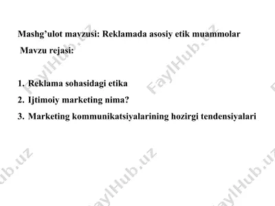 reklamada asosiy etik muammolar — PPTX