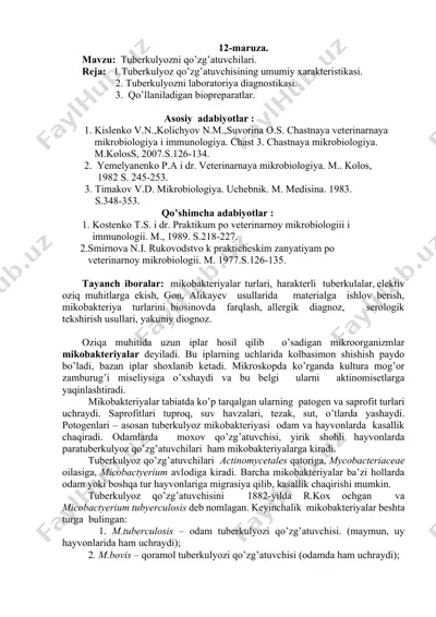 tuberkulyozni qo’zg’atuvchilari — DOCX