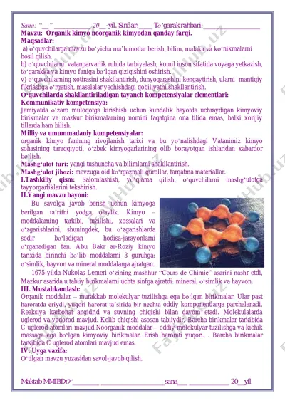 organik kimyo va noorganik kimyo farqi — PDF