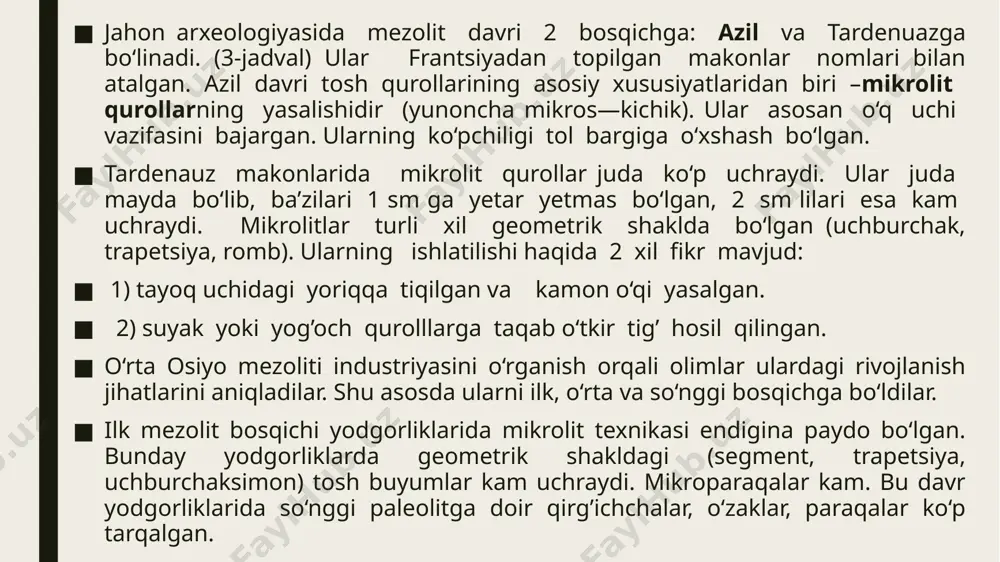mezolit davri va uning o‘rganilishi - Page 5