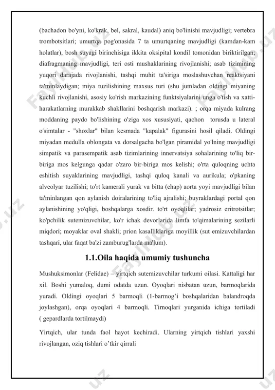 kiritilgan.ko’pchilik mushuksimonlar hidni yaxshi sezmaydi, lekin juda yaxshi eshitadi. ular o’ljasini pana joyda poylab tutib oladi. mushuksimonlar oilasiga yo’lbars, gepard, qoplon, silovsin, ilvirs, mushuklar kiradi. yo’lbars janubiy osiyo va uzoq sharqda tarqalgan; to’ng’iz, bug’u kabi yirik hayvonlarni ovlaydi. o’zbekistonning daryo o’zanlarida to’qay mushugi, baland tog’li hududlarida ilvirs va silovsin uchraydi. ularning soni juda kamayib ketganligi tufayli “o’zbekiston respublikasining qizil kitob” iga kiritilgan. antarktida, avstraliya, yangi zelandiya, madagaskar, yaponiya va ko'pgina okean orollari bundan mustasno, mahalliy mushuklar populyatsiyalari butun dunyoda uchraydi va bitta tur - uy mushugi hozirgi paytda odamlar mavjud bo'lgan deyarli hamma joyda bor aksariyat turlar mohir alpinistlar, ko’plari esa mohir suzuvchilardir. mushuklar, ehtimol, barcha yirtqichlarning eng ixtisoslashgan ovchilaridir. ular ko'pincha o'zlarining kattaligidagi, ba'zan esa bir necha marta kattaroq o'ljani o'ldiradilar. ular tez va asosan tunda ov qilishadi. mushuksimonlar daraxtsiz tundra va qutb muzidan tashqari barcha quruqlikdagi yashash joylarida uchraydi. mujoyksimonlar barcha qit'alarda tarqalgan. yovvoyi mushuklarni avstraliya, yangi zelandiya, …