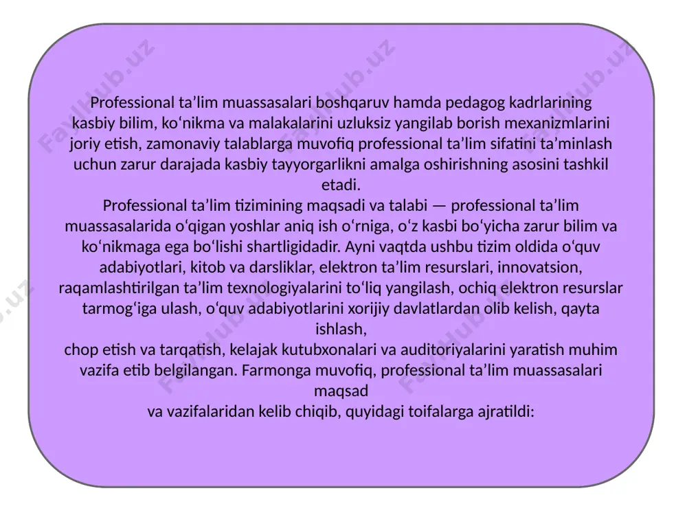 ajralib turuvchi, muayyan xulq-atvor va dunyoqarashga ega bo‘lgan jamiyat a’zosi. tarbiya- muayyan, aniq maqsad hamda ijtimoiy-tarixiy tajriba asosida yosh avlodni har tomonlama o‘stirish, uning ongi, xulq-atvori va dunyoqarashini tarkib toptirish jarayoni. ma’lumot- ta’lim-tarbiya natijasida o‘zlashtirilgan va tizimlashtirilgan bilim, hosil qilingan ko‘nikma va malakalar hamda tarkib topgan dunyoqarash majmui. malaka- muayyan harakat yoki faoliyatni bajarishning avtomatlashtirilgan shakli. ko‘nikma- shaxsning muayyan faoliyatni tashkil eta olish qobiliyati. bilim- shaxsning ongida tushunchalar, sxemalar, ma’lum obrazlar ko‘rinishida aks etuvchi borliq haqidagi tizimlashtirilgan ilmiy ma’lumotlar majmui. ta’lim - o‘quvchilarni nazariy bilim, amaliy ko‘nikma va malakalar bilan qurollantirish, ularning bilish qobiliyatlarini o‘stirish va dunyoqarashlarini shakllantirishga yo‘naltirilgan jarayon