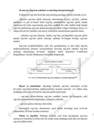 sug'urta sohalari va ularning interpretatsiyasi — DOCX