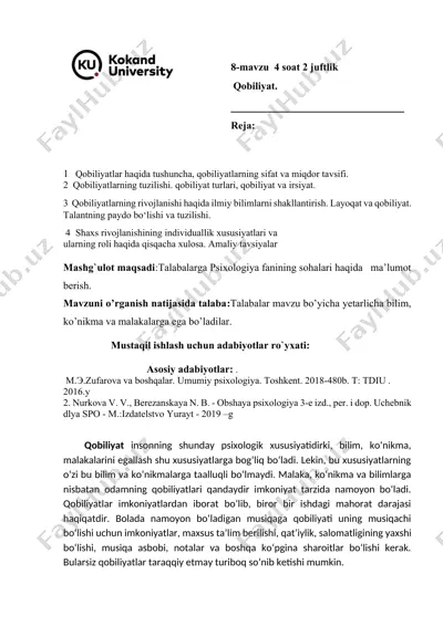 qobiliyatlar haqida ma'lumotlar — DOCX