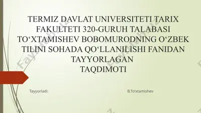 o'zbek tilini sohadagi farmoyishlar — PPTX