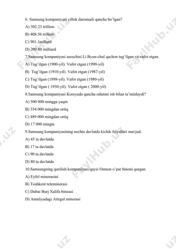 samsung kompaniyasi haqida mustaqil ish test savollari - Page 3