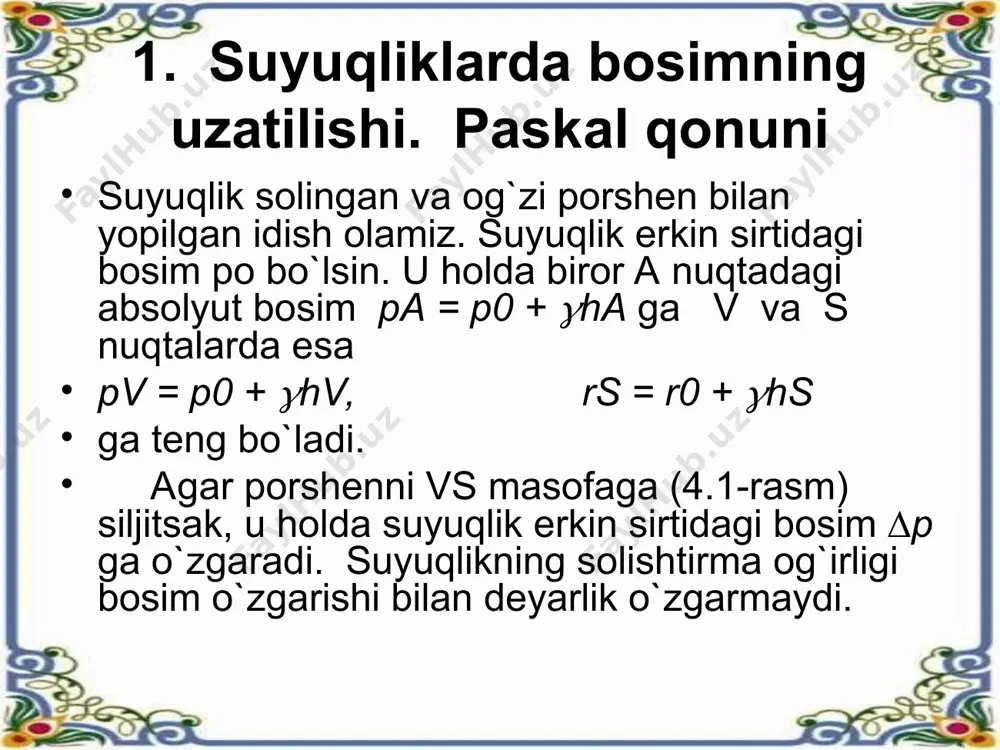 gidrostatikaning qonunlari va uning texnikada qo`llanilishi - Page 3