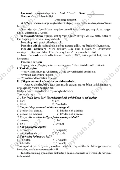vaqt o‘lchov birligi — DOCX