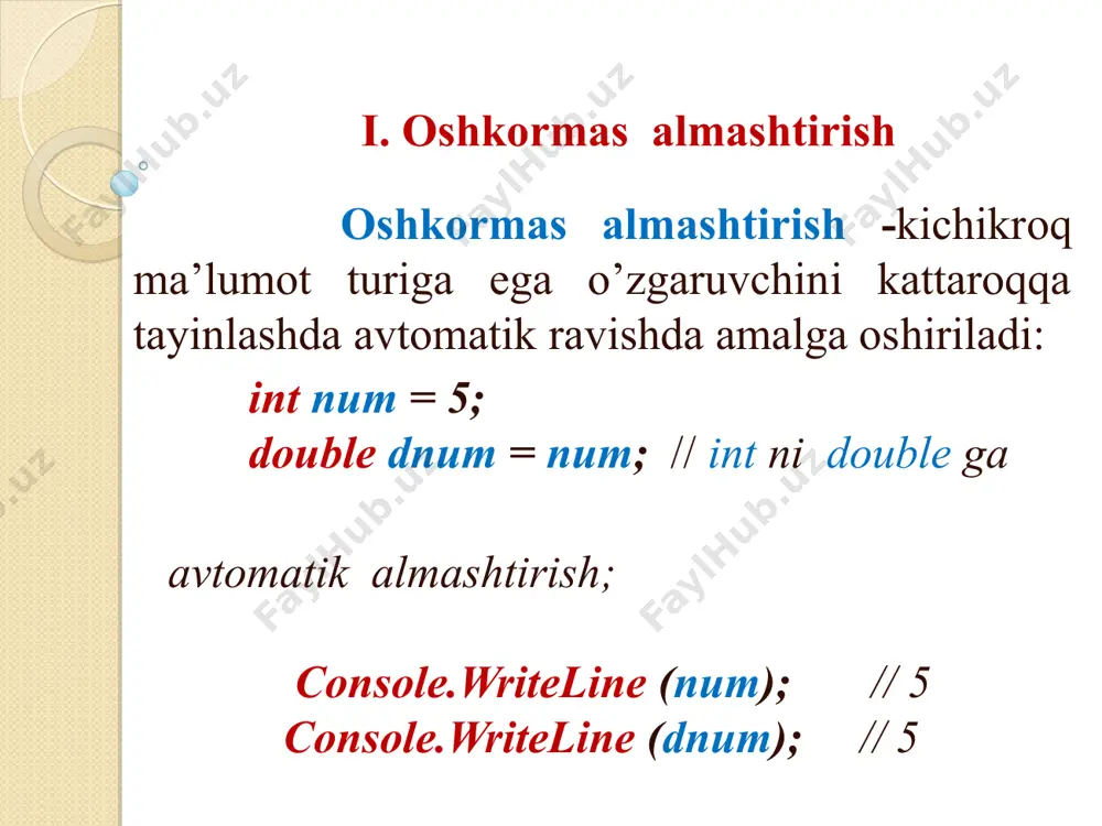 c# da turni boshqa turga keltirish - Page 5