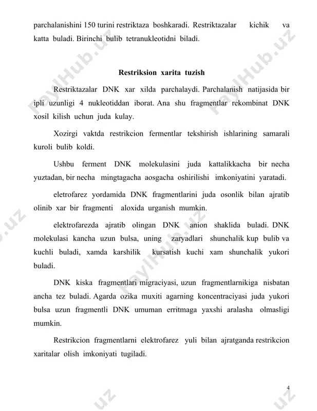 kaysi uchlarini kushilishiga karab, dnk kushishni ( bir-biriga tikish ) uch xil usuli mavjud ya’ni, soxta tomoni bilan tikish; utmas tomoni bilan tikish va xio xil tomoni soxta tomoni bilan tikish. dnk soxta tomoni bilan tikish (biriktirish) ayrim restriktazalar dnk zanjiriga mos keladi, markaziga nisbatan teng masofada buladi. ana shu kismlar asoslari bilan kushilishga moyil buladi, shuning uchun uni komplementar yoki soxta tomonli deb ataladi. asoslarini kushilishi soxta tomonlarini birlashishi natijasida sodir buladi. restriktaza ta’sirida xosil bulgan xar ikkala fragment bir ipli komplementar nukleotidlarni vodorod birikmasini kushilishi natijasiga xosil buladi. ana shunday kushilish natijasida kushalok zanjir tiklanmaydi. uning tiklanishi uchun dnk-ligaza fermenti ishlatiladi. ushbu ferment xam restriktazadan funkciyani dnk fragmentlarini kushilishidagi funkciyani bajaradi. lekinda ligaza dnk ni rekombinacion xosil bulishini oxiriga etkazadi. ana shunday dastlabki tajriba amerikaning berg shaxrida restriktazadan foydalanib, uni dnk-ligaza bilan birgalikda umumiy rekombinaciya usulini xosil kilishga xizmat kiladigan usul bulishi aniklangan. dnk ni utmas tomoni bilan …