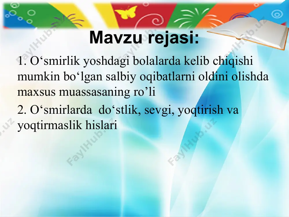 yruq berish va etakchilik qilishni to'xtating. bu har qanday o'smir bilan muomala qilish uchun mutlaqo yo'qotishga olib keladigan strategiya. bola endi mavhum so'zlarga va bayonotlarga ishonmasligini, u sizning harakatlaringizni, strategiyalaringizni, mavqeingizni tahlil qilishiga o`tishini biling. bolani nafaqat tinglashga, balki uning reaktsiyalarini ham kuzatishga harakat qiling. ba'zida uning holati, imo-ishoralari va yuz ifodalari o'smirning odatdagi og'zaki noroziligiga qaraganda, uning holati haqida yaxshiroq gapiradi. o'zingizga savol bering: "nega u unchalik adekvat emas?", "men qarama-qarshilikni yumshatish uchun nima qila olaman?". ishoning, u jang qilishni istamaydi, u tushunishni xohlaydi va sizni unga ergashishga taklif qiladi. ta'lim uchun motivatsiya usullari o'rganishni istamaslik sababini bilishga harakat qiling. ota-onalar va o'qituvchilar o'smirlarga ta'limning qiymatini tushunishlariga yordam berish uchun. hayotda o'z maqsadlariga erishgan odamlarning aniq misollarini ko'rsating. farzandingiz biror narsaga qiziqsa-uning ishtiyoqi maktab fanlari bilan qanday bog'liqligini ko'rsating. farzandingizning har qanday sohada ishtiyoqini qo'llab-quvvatlang. agar o'smir hech narsani yoqtirmasa va o'qishdan bosh tortsa, unda mehnatni qo'llashga harakat qiling. …