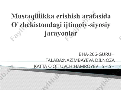 o`zbekistondagi mustaqillikka erishish jarayonlari — PPTX