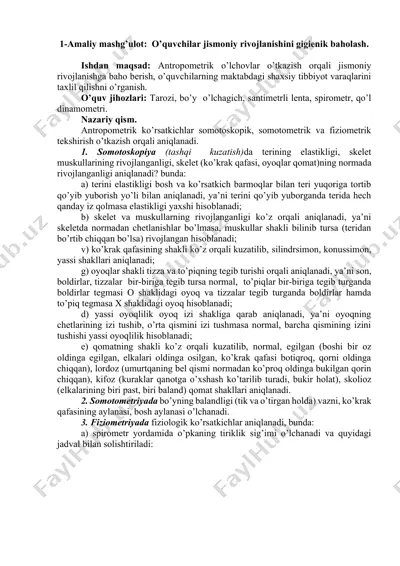 jismoniy rivojlanishni gigienik baholash — DOCX