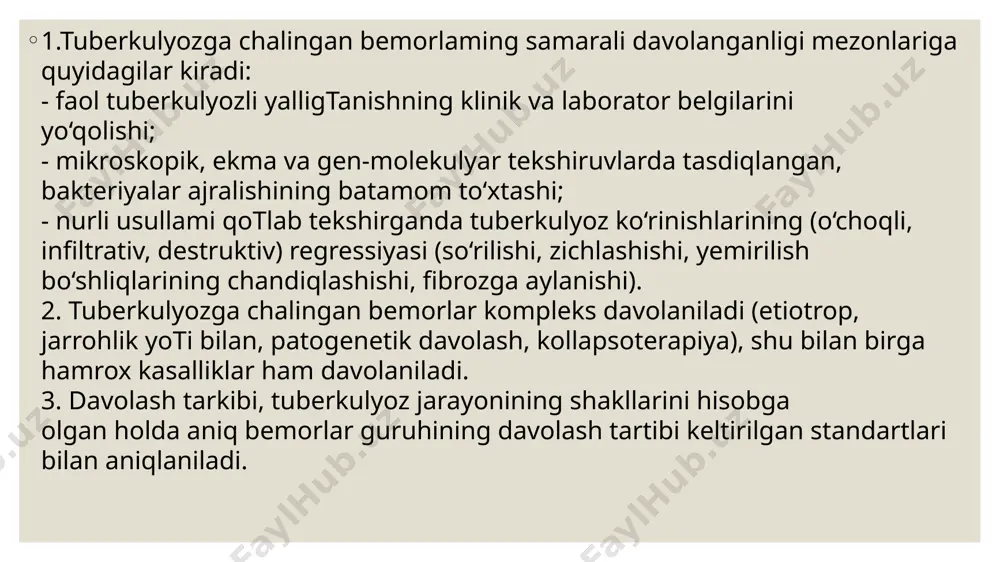 pasayib borish tartibida quyidagicha bo‘ladi: moksifloksatsin (mfx) > levofloksatsin (lfx) > ofloksatsin (ofx). 4- guruh. og‘iz orqali qabul qilinadigan 2-qator bakteriostatik tqp dori vositalari to‘rtinchi guruhga taxmin qilingan ta’sirchanligi, qabul qilingan dori vositalarining anamnezi, samaradorligi, nojo‘ya ta’sirlari xususiyatlariga asosan kiritiladi. zamonaviy tavsiyalar shundan iboratki, mdvch- tb bilan kasallangan bemorlami davolashda protoinamid qotlanilishi joiz hisoblanadi. bundan tashqari, sikloserin (cs) yoki pas ni qo‘shish kerak. protoinamid izoniazid bilan nisbiy kesishgan chidamlilikga ega. pas boshqa dori vositalari bilan hyech qanday kesishgan chidamlilik ko‘rsatmaydi. chunki protoinamid bilan pas kombinatsiyasi ko‘p hollarda oshqozonichakda yuqori darajada nojo‘ya ta’sirlar va gipotireoz chaqiradi, odatda bu dori vositalarini birgalikda faqatgina 4-chi guruhdagi dori vositalaridan uchtasi lozim botganidagina qotlaniladi: protionamid, sikloserin va pas dan bittasini. image2.jpg image3.png image4.png image5.png image6.jpeg image7.png image8.png image9.png image10.png image11.png image12.png image13.jpeg /docprops/thumbnail.jpeg