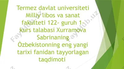 o‘zbekistonning tashkil topishi va tarixiy ahamiyati — PPTX