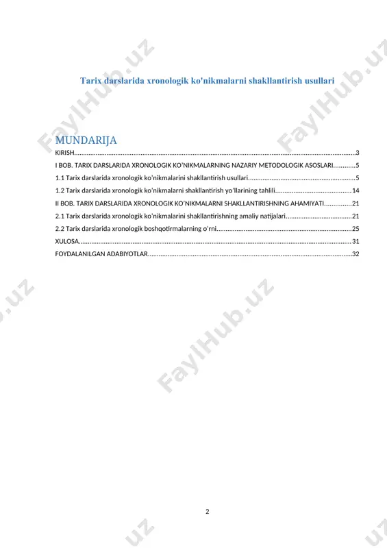 solishga chaqirish uchun xronologik tartiblash mashqlaridan foydalanishlari mumkin. ushbu amaliy yondashuv talabalarni voqealar o'rtasidagi vaqtinchalik munosabatlarni tanqidiy tahlil qilishga, ularning tashkiliy qobiliyatlari va tarixiy aniqligini oshirishga majbur qiladi. yana bir qimmatli strategiya turli tarixiy davrlarni solishtirish va qarama-qarshi qo'yishni o'z ichiga oladi. davrlar orasidagi qarama-qarshiliklarni o'rganish orqali o'quvchilar naqshlarni aniqlashga, parallelliklarni chizishga va turli vaqt davrlarini belgilaydigan davomiylik va o'zgarishlarni tushunishga da'vat etiladi. bu qiyosiy tahlil nafaqat o‘quvchilarning tarixiy kontekstlar haqidagi tushunchalarini boyitibgina qolmay, balki ularda umumiy mavzularni ajratib ko‘rsatish va mazmunli xulosalar chiqarish qobiliyatini ham rivojlantiradi. kurs ishining maqsadi va vazifalari. tarix darslarida xronologik ko'nikmalarni oshirish uchun o'qituvchilar turli xil samarali usullar va strategiyalardan foydalanishlari mumkin. ushbu usullardan ba'zilari: 1. vaqt jadvallaridan foydalanish: talabalarni xronologik tartibni va voqealar o'rtasidagi o'zaro bog'liqlikni tasavvur qilish uchun tarixiy voqealarning vaqt jadvallarini yaratishga undash. 2. xronologik saralash mashqlari: talabalarga tarixiy voqealarni to'g'ri xronologik ketma-ketlikda joylashtirishlari kerak bo'lgan tadbirlarni taqdim eting, ularning tashkiliy qobiliyatlari …